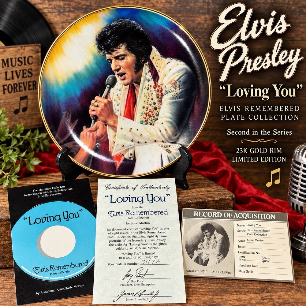 Elvis Presley Loving You Collector Plate Susie Morton COA 23K Gold Rim 1987